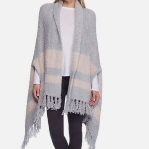 Barefoot Dreams grey and pink wrap